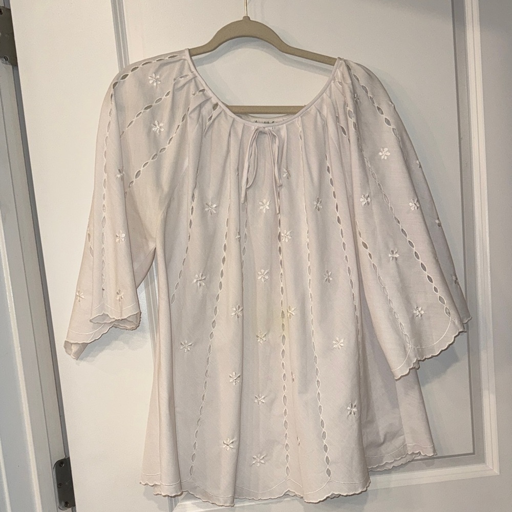 White Embroidered Women's Top